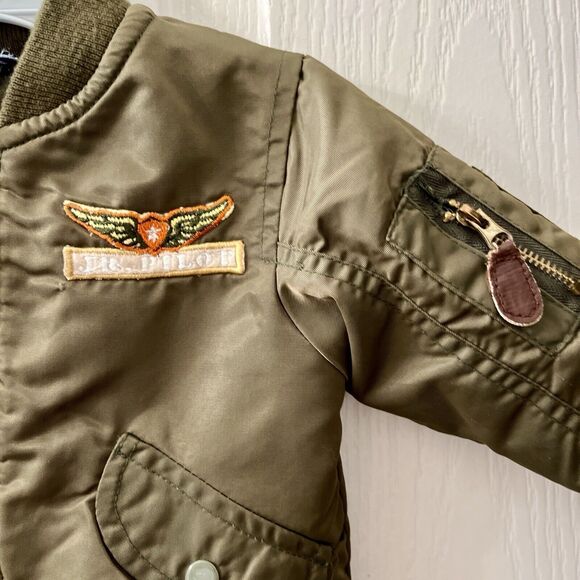 Boyz Wear By Nannette Bomber Jacket 18M Top Gun Air Patrol Olive Green Fly Boy - Picture 7 of 10